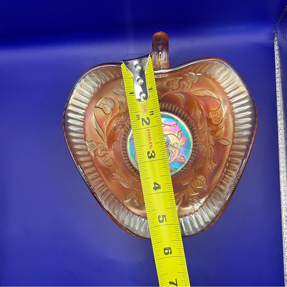 Vintage Dugan Marigold Carnival Glass Windflower Nappy Dish, Sauce Server - Picture 12 of 13